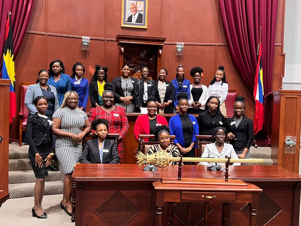 YWiL AB 2026 cohort group photo at the parliamentary table